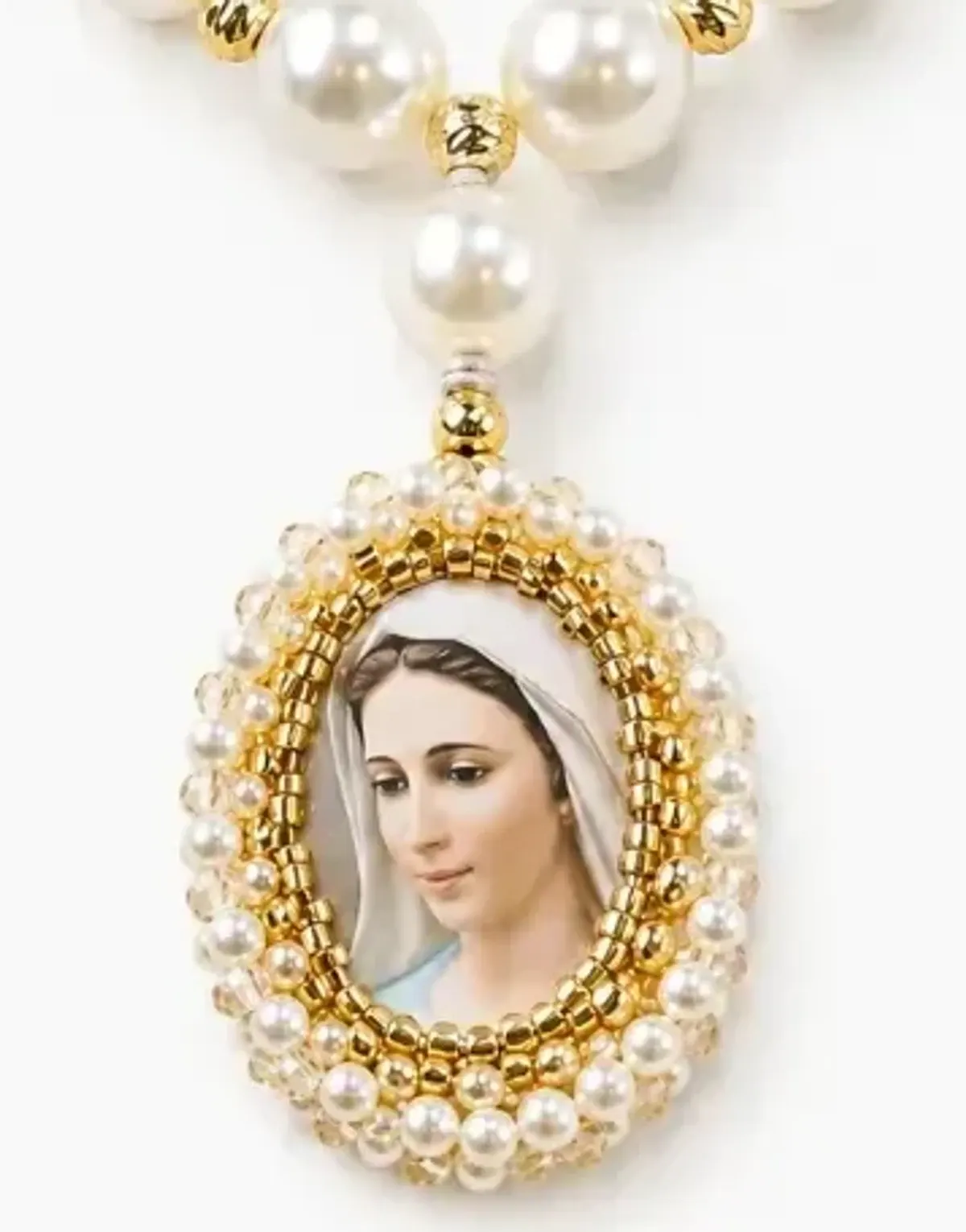 Denario Medalla María M en perlas #14