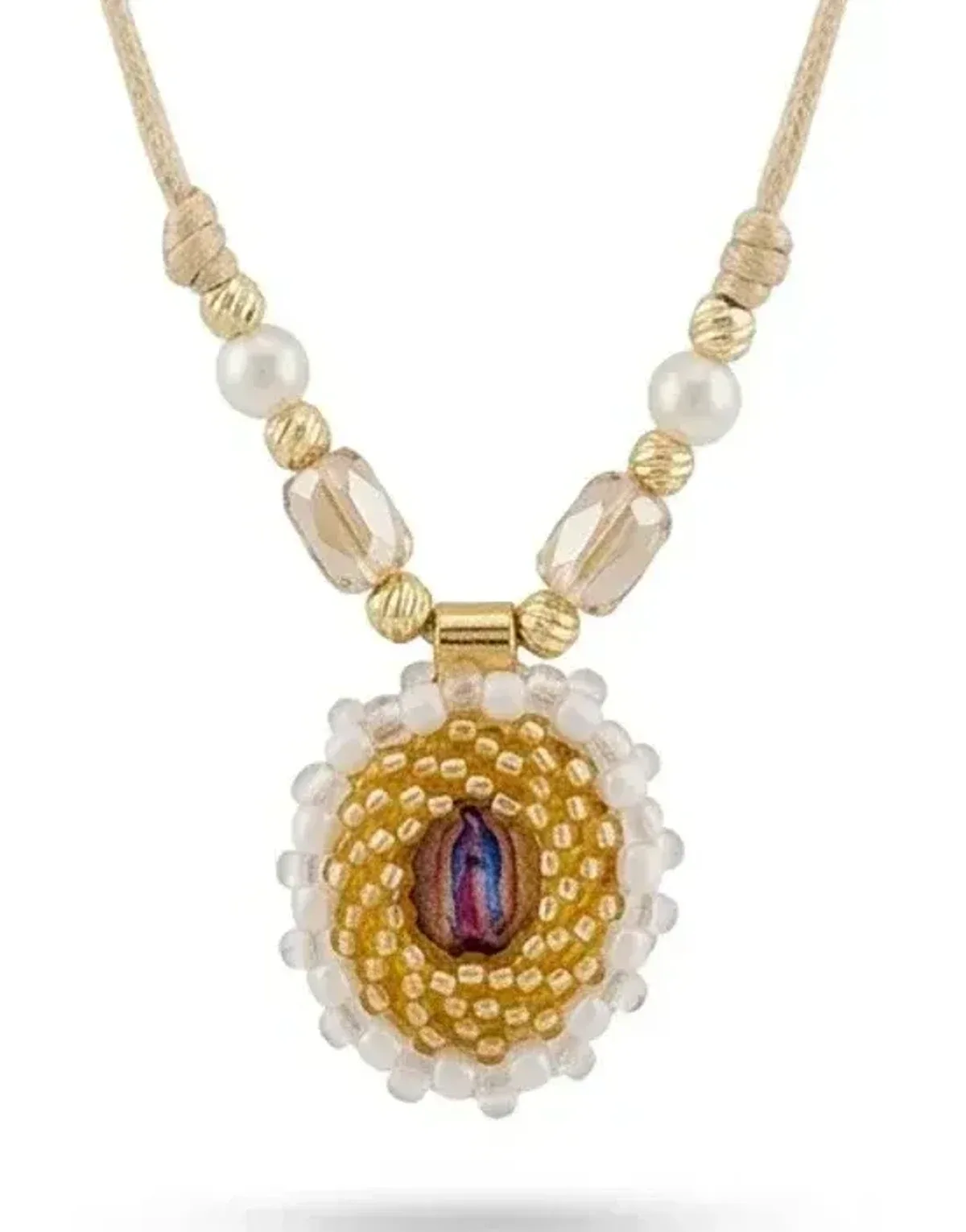 Collar corto con dije de mostacilla y Murano