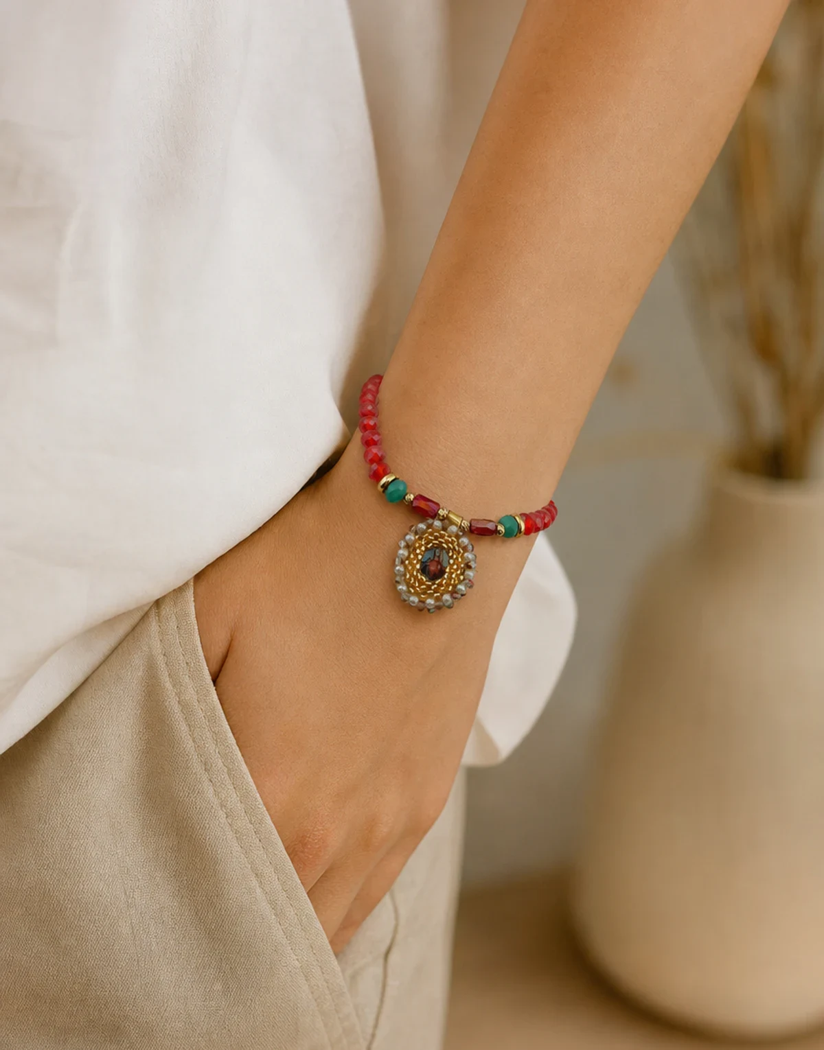 Pulsera ovalada mini Sagrado Corazón