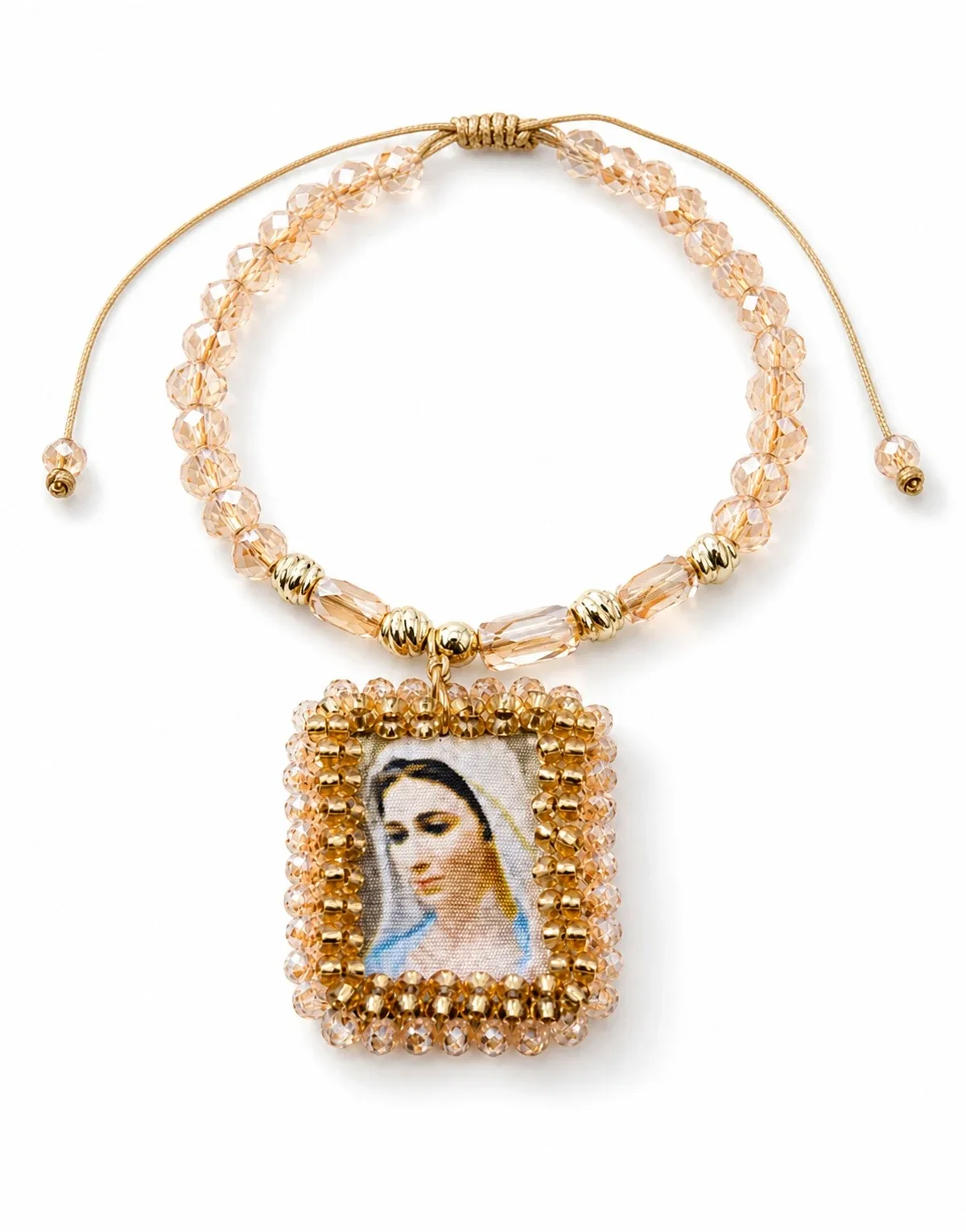 Pulsera Virgen de la Paz en cristales de Murano