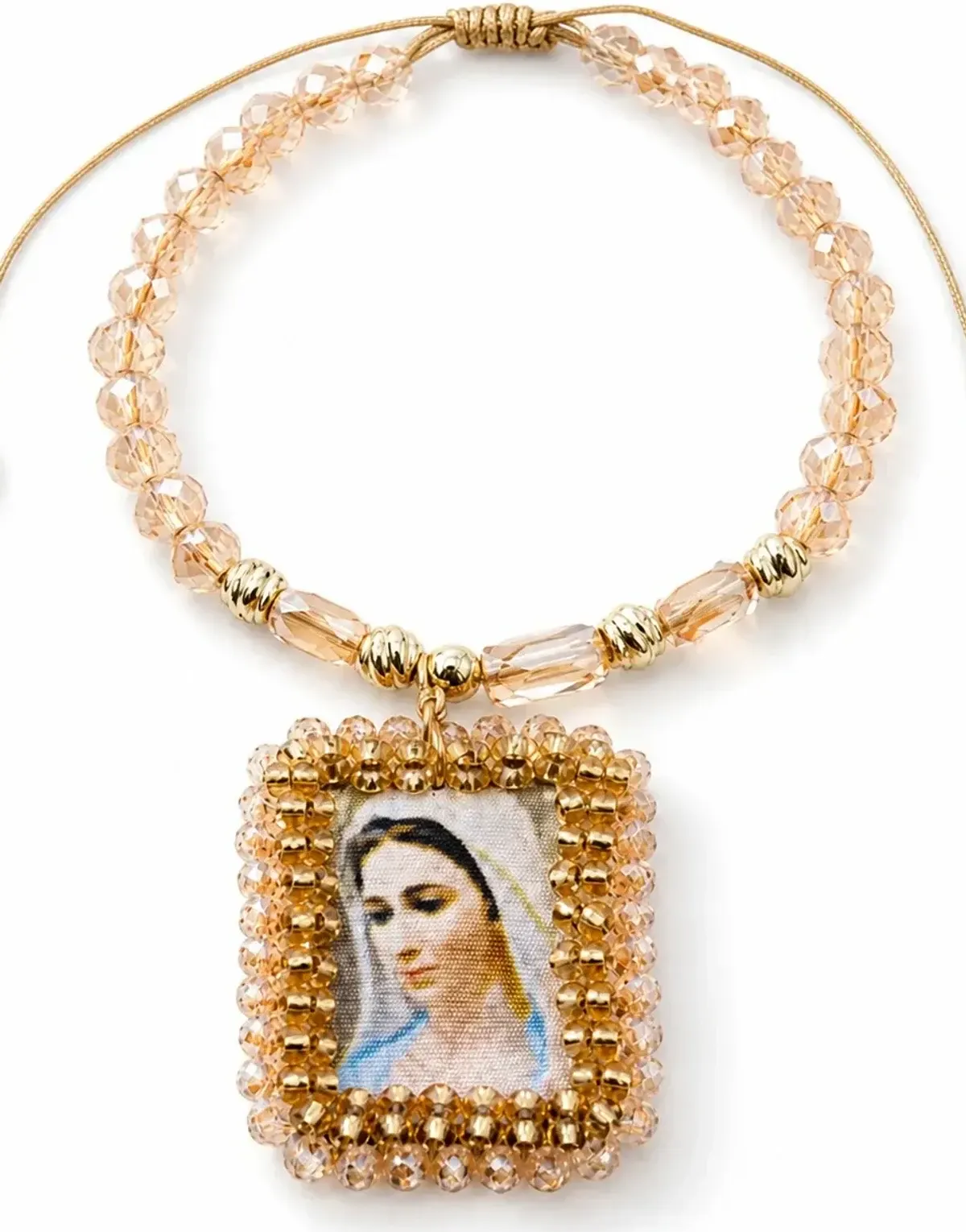 Pulsera Virgen de la Paz en cristales de Murano