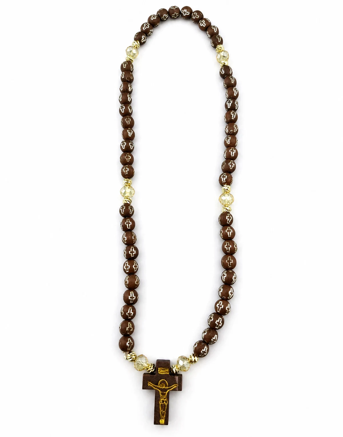 Rosario de mano con cruz de madera